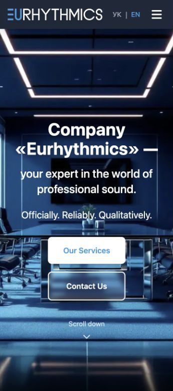 Actual mobile version of the Eurhythmics website